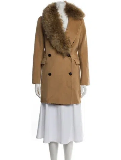 Pre-owned Annabelle Wool Fur Coat In Neutral