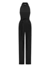 Annafoxy Belted Jumpsuit In Black