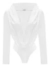 Annafoxy Draped Bodysuit In White