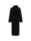 Annafoxy Noir Classique Belted Coat In Black