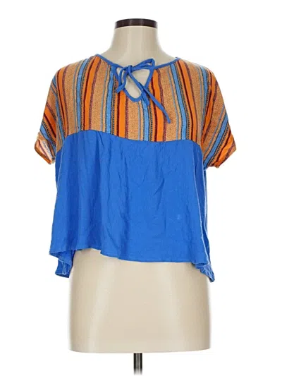 Pre-owned Anna-kaci Short Sleeve Blouse In Blue