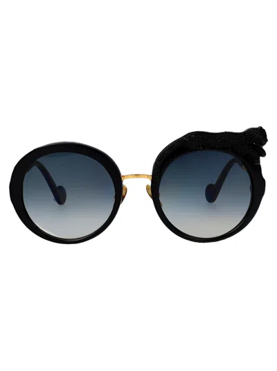 Anna-karin Karlsson Anna Karin Karlsson Black Crystal Acetate Sunglasses In Multi