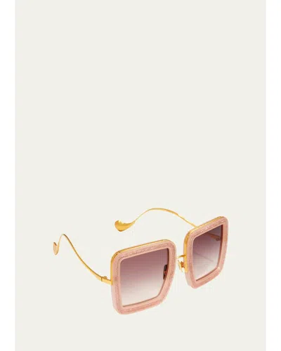 Anna-karin Karlsson Beaming Sky Swarovski Square Acetate Sunglasses In Yellow
