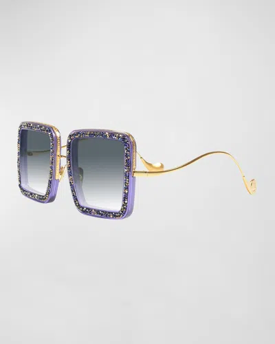 Anna-karin Karlsson Beaming Sky Swarovski Square Acetate Sunglasses In Purple