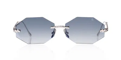 Anna-karin Karlsson Chain Nest Sun - Octagonal White Gold Grey Women's Sunglasses Silver Size 58 In Gray