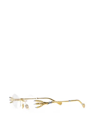 Anna-karin Karlsson Claw Geometric-frame Glasses In Gold