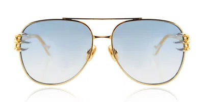 Anna-karin Karlsson Claw Voyage Gold Blue Lens Women's Sunglasses Gold Size 58 In Gray