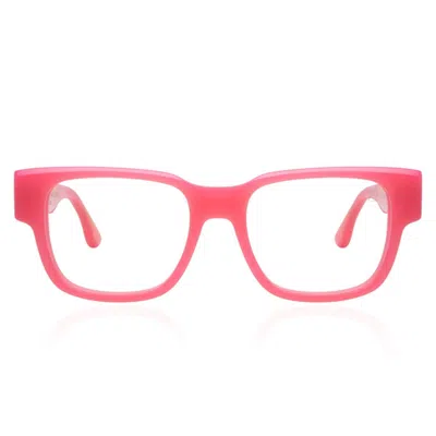 Anna-karin Karlsson Coco Poems Oversized Rectangular Frame Eyeglasses In Vibrant Pink In White