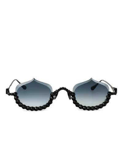 Anna-karin Karlsson Crystal Meringue Half-rim Design Sunglasses In Black