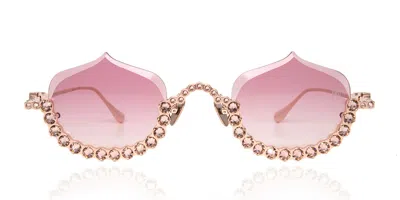 Anna-karin Karlsson Crystal Meringue Rose Gold Women's Sunglasses Gold Size 56 In Pink