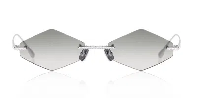 Anna-karin Karlsson Crystal Nest - Triangle White Gold Green Women's Sunglasses Silver Size 57 In Gray