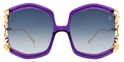 Anna-karin Karlsson La Vie En Rose Purple Women's Sunglasses Gold Size 56 In Multi