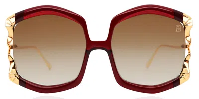 Anna-karin Karlsson La Vie En Rose Red Women's Sunglasses Gold Size 56