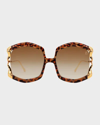 Anna-karin Karlsson La Vie En Rose Square Sunglasses In Leopard