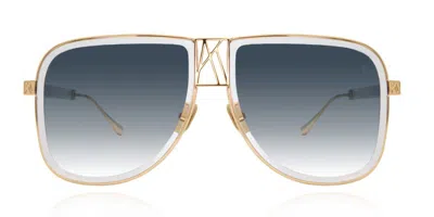Anna-karin Karlsson Logo Dude Translucent Women's Sunglasses Gold Size 59 In Blue