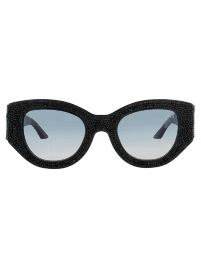 Anna-karin Karlsson Lucky Goes To Vegas Sunglasses In Cerise Zebra - Cerise Zebra - Grey Gradient