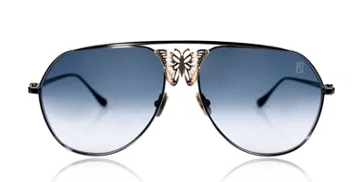 Anna-karin Karlsson Miss Rosell 2.0 Black & Gold Women's Sunglasses Gold Size 62 In Multi