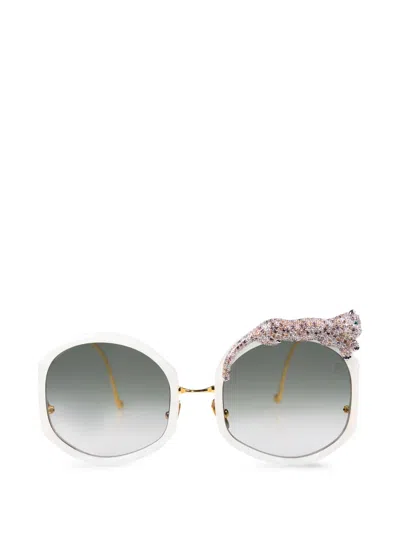 Anna-karin Karlsson Rose Et Le Rêve Leopard-embellished Sunglasses In Green