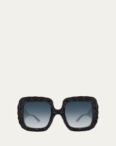 Anna-karin Karlsson Shades Of Shelly Crystal Square Sunglasses In Pattern