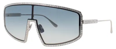 Anna-karin Karlsson Shady Luv 2.4 Sunglasses 56-22-135, Gradient Mirror Lenses, Titanium Frame In White Gold - White Gold / Gradient Blue Mirror