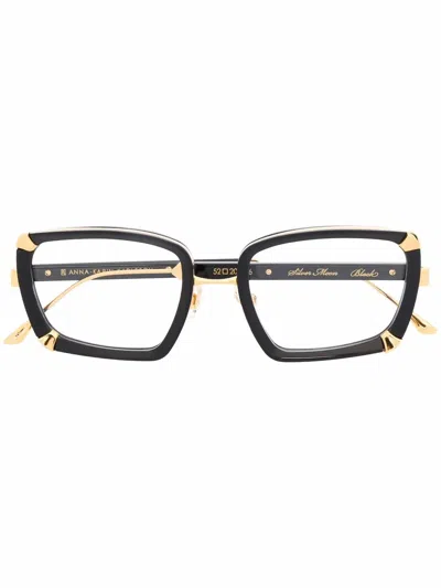 Anna-karin Karlsson Silver Moon Square-frame Glasses In Black