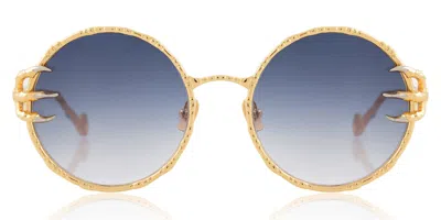 Anna-karin Karlsson The Claw & The Moon Gold Women's Sunglasses Gold Size 65 In Blue