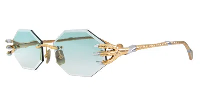 Anna-karin Karlsson The Claw & The Nest - Octagonal 2.0 Gold|azure Women's Sunglasses Gold Size 58 In Green