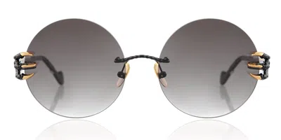 Anna-karin Karlsson The Claw & The Nest - Round Black Grey Women's Sunglasses Black Size 52 In Multi