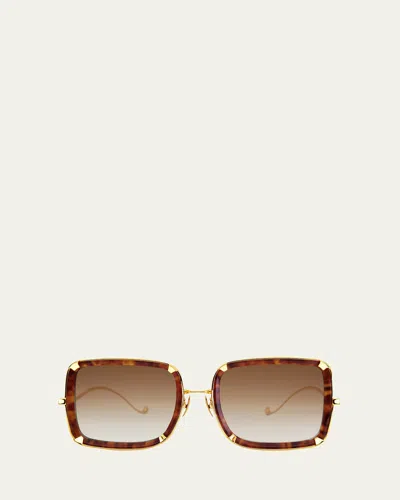 Anna-karin Karlsson White Moon 24k Gold-plated & Acetate Square Sunglasses In Maple Tortoise