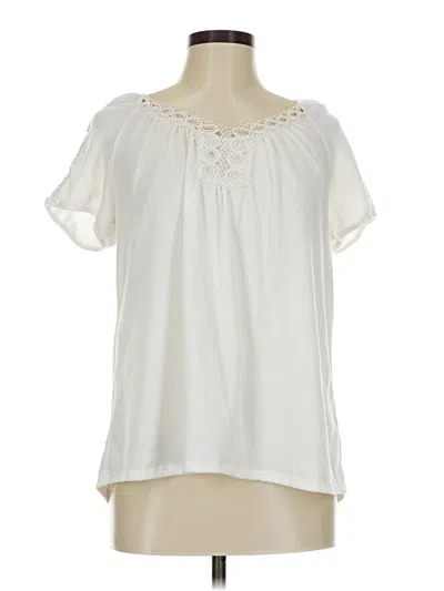 Pre-owned Annalese Short Sleeve Blouse In White