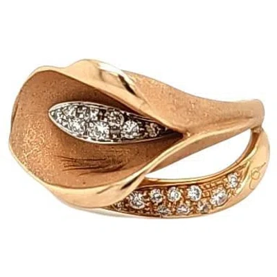 Pre-owned Annamaria Cammilli "calla" Diamond Ring In 18k Rose Gold In Red