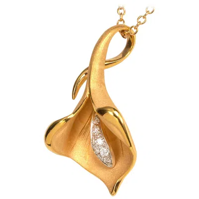 Pre-owned Annamaria Cammilli "calla" Pendant Necklace With Diamonds In 18k Orange Gold