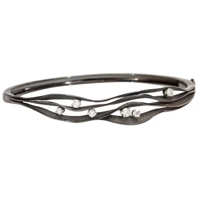 Pre-owned Annamaria Cammilli "dune" 4 Layer Bracelet With Diamonds In 18 Karat Black Gold