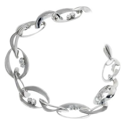 Pre-owned Annamaria Cammilli "dune" Link Bracelet With Diamonds In 18 Karat White Gold