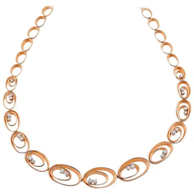 Pre-owned Annamaria Cammilli "dune" Link Necklace With Diamonds In 18 Karat Orange Gold