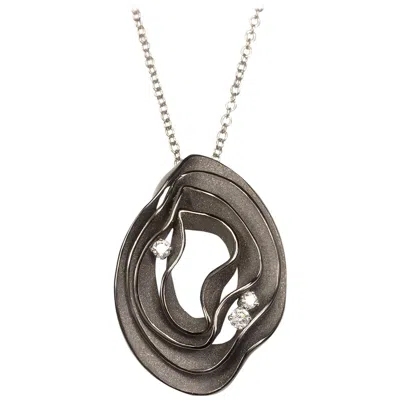 Pre-owned Annamaria Cammilli "dune" Pendant Necklace With Diamonds In 18 Karat Black Gold