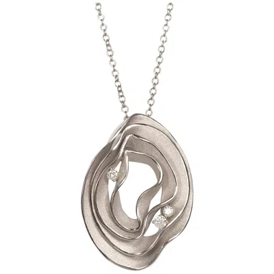 Pre-owned Annamaria Cammilli "dune" Pendant Necklace With Diamonds In 18 Karat White Gold