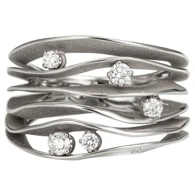 Pre-owned Annamaria Cammilli "dune" Ring With Five Diamonds In 18 Karat White Ice Gold