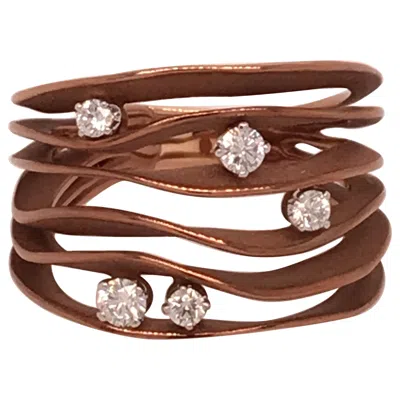 Pre-owned Annamaria Cammilli "dune" Ring With Five Diamonds In 18k Brown Chocolate Gold
