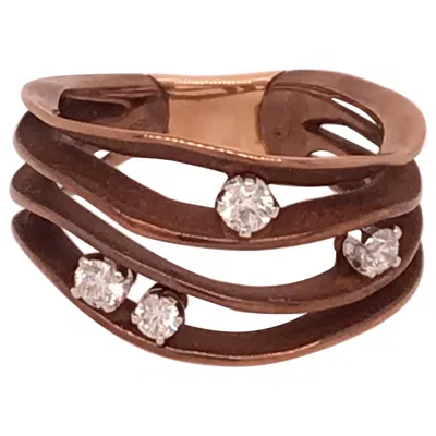 Pre-owned Annamaria Cammilli "dune" Ring With Four Diamonds In 18k Brown Chocolate Gold