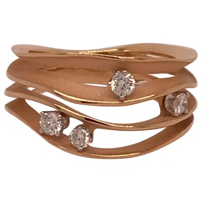 Pre-owned Annamaria Cammilli "dune" Ring With Four Diamonds In 18k Orange Apricot Gold