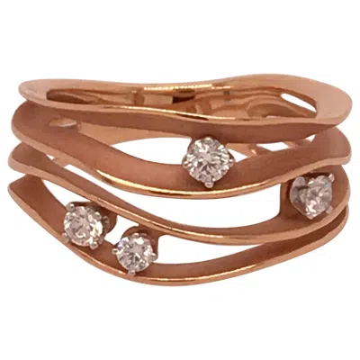 Pre-owned Annamaria Cammilli "dune" Ring With Four Diamonds In 18k Pink Champagne Gold