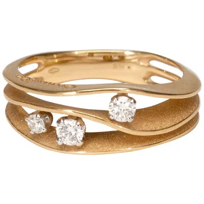 Pre-owned Annamaria Cammilli "dune" Ring With Three Diamonds In 18 Karat Sunrise Gold In Multi
