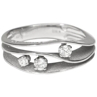 Pre-owned Annamaria Cammilli "dune" Ring With Three Diamonds In 18 Karat White Ice Gold
