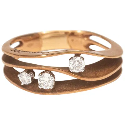 Pre-owned Annamaria Cammilli "dune" Ring With Three Diamonds In 18k Brown Chocolate Gold