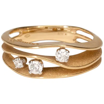 Pre-owned Annamaria Cammilli "dune" Ring With Three Diamonds In 18k Orange Apricot Gold