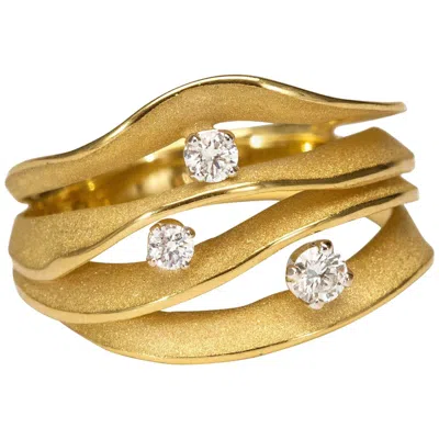 Pre-owned Annamaria Cammilli "dune Royal" Ring With Diamonds In 18 Karat Lemon Bamboo In Multi