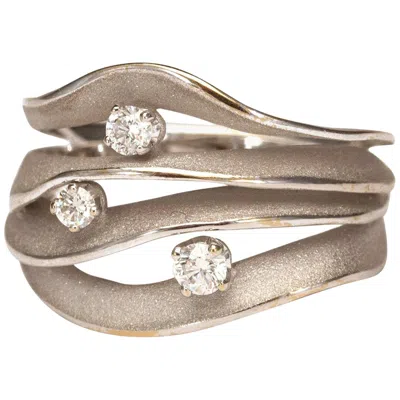 Pre-owned Annamaria Cammilli "dune Royal" Ring With Diamonds In 18 Karat White Ice Gold
