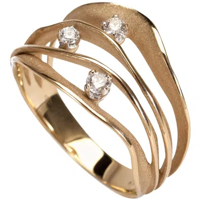 Pre-owned Annamaria Cammilli "dune Royal" Ring With Diamonds In 18k Natural Beige Gold In Brown