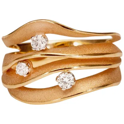 Pre-owned Annamaria Cammilli "dune Royal" Ring With Diamonds In 18k Orange Apricot Gold